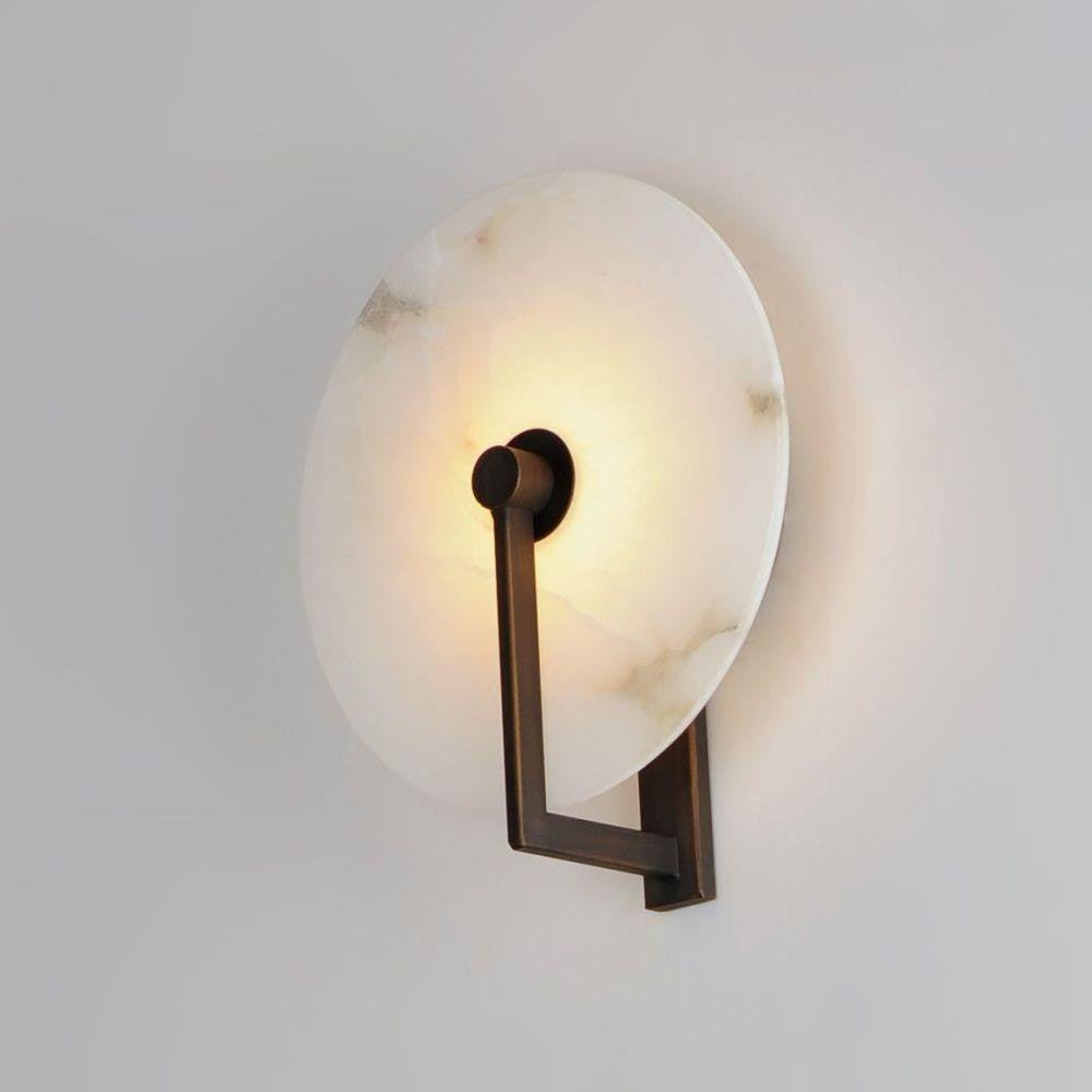 Maxim Lighting 18201WADBZ Quarry LED Wall Sconce Illuminated Showing Warm Glow Through Alabaster Shade
