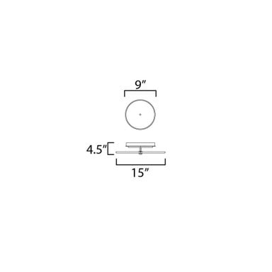 Maxim Lighting 18202WADBZ Quarry LED Flush Mount - Dimensions Diagram 15 Inch Wide 4.5 Inch Height