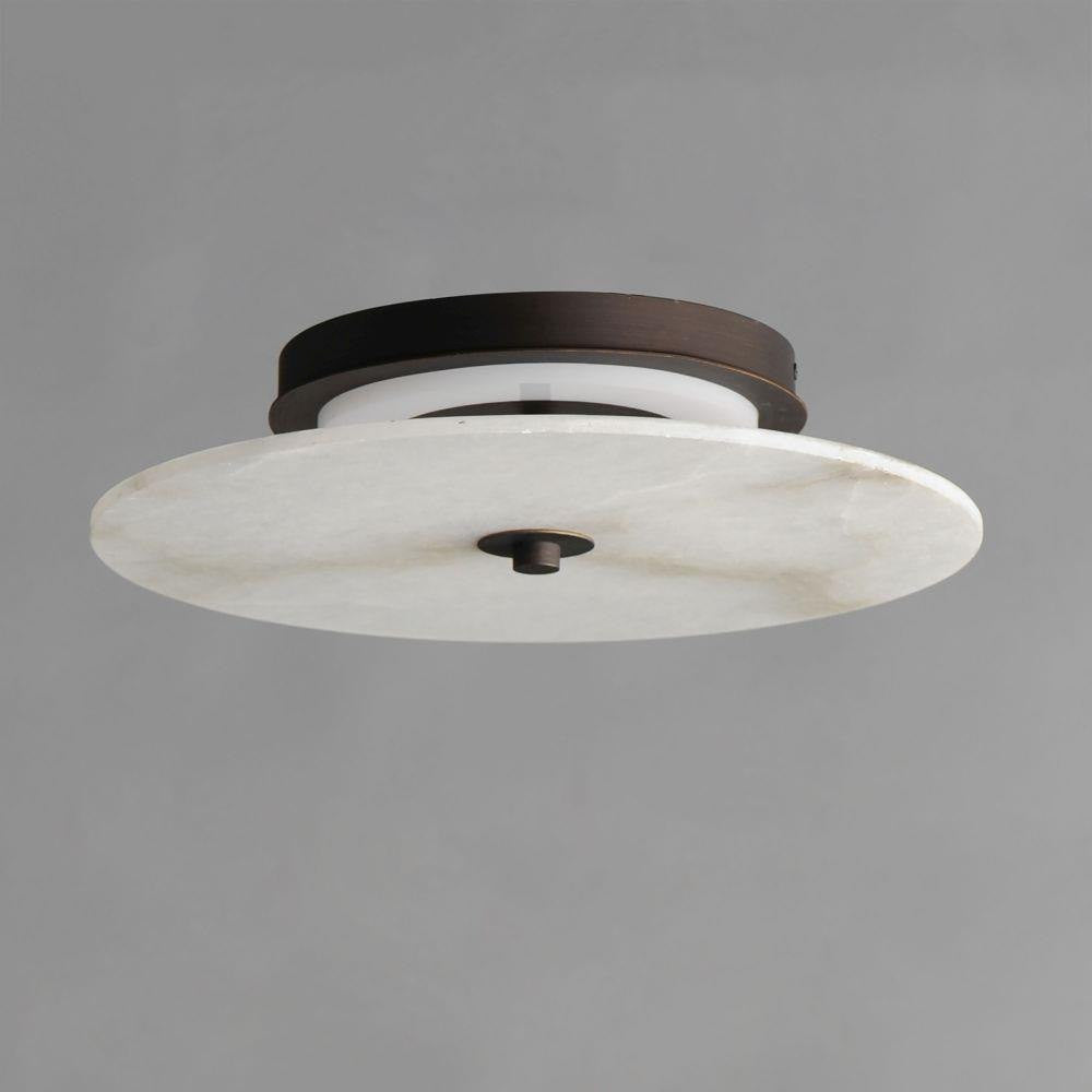 Maxim Lighting 18202WADBZ Quarry LED Flush Mount - Side Angle View with Alabaster Shade