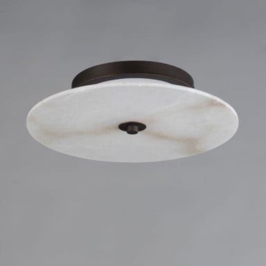 Maxim Lighting 18202WADBZ Quarry LED Flush Mount - Bottom Angle View Showing Alabaster Shade Detail