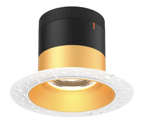 Dals Lighting RC04-CC-60-RGGD-TL 4" LED Sloped Recessed Downlight, Selectable Wattage 16W, 20W, 24W, Multi-Color Temperature, 2,200 Lumens,  60° Beam Angle, Voltage 120-347V, Gold Reflector / Trimless