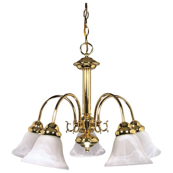 Nuvo 60-185 24" Ballerina 5-Light Chandelier, Polished Brass, Alabaster Glass Shade
