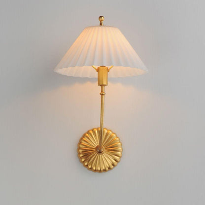 Maxim Lighting 18310SWGL Kismet 1 Light Gold Leaf Wall Sconce with Satin White Pleated Glass Shade - Lit View