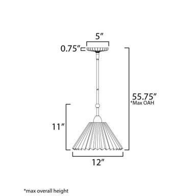 Maxim Lighting 18311SWGL Kismet 1 Light 12 inch Gold Leaf Pendant Ceiling Light - Dimensions Diagram