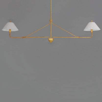 Maxim Lighting 18312SWGL Kismet 2 Light Hand-Applied Gold Leaf Linear Pendant with Satin White Pleated Glass Shades - Front View