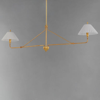 Maxim Lighting 18312SWGL Kismet 2 Light Hand-Applied Gold Leaf Linear Pendant with Satin White Pleated Glass Shades - Angle View