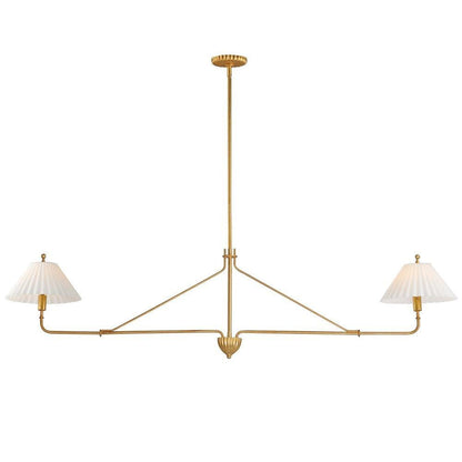 Maxim Lighting 18312SWGL Kismet 2 Light Hand-Applied Gold Leaf Linear Pendant with Satin White Pleated Glass Shades - White Background
