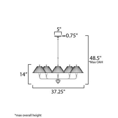 Maxim Lighting 18315SWGL Kismet Chandelier Dimension Diagram - 37.25 inch Wide, 14 inch Tall, 48.5 inch Max OAH