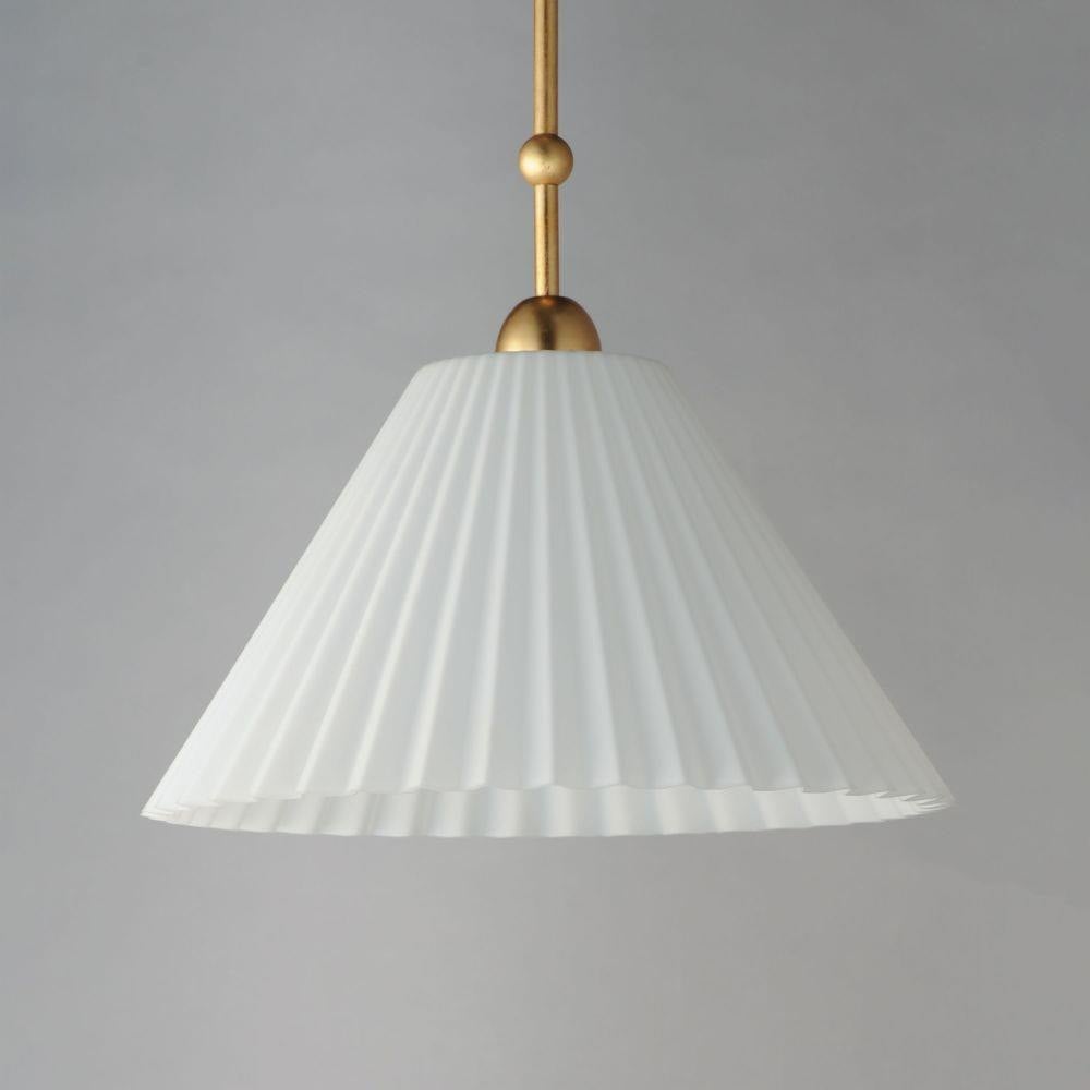 Maxim Lighting 18319SWGL Kismet Pendant - Angled View of Satin White Pleated Glass Shade