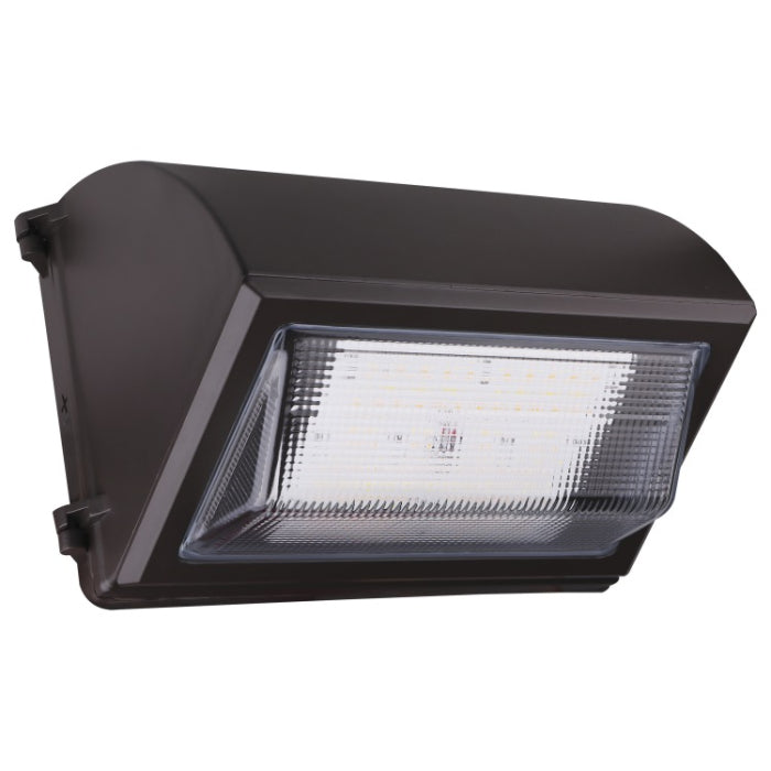 Nuvo 65-761 Traditional LED Semi Cutoff Wall Pack, Photocell, Selectable Wattage 80W, 100W, 120W, Multi-Color Temperature 120-277V, Bronze