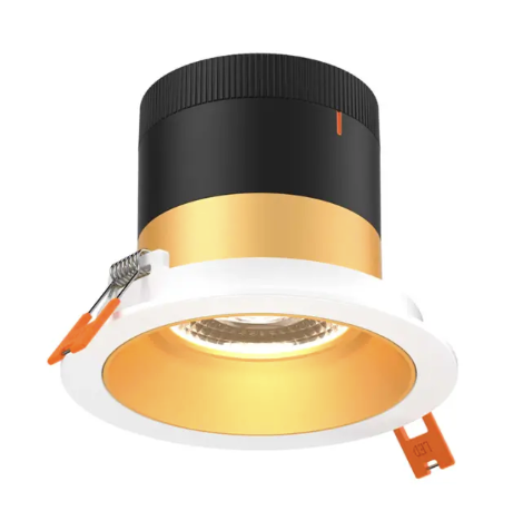 Dals Lighting RC04-CC-20-RGGD-TWH Versa 4" LED Recessed Downlight, Selectable Wattage 16W, 20W, 24W, Multi-Color Temperature, 2,200 Lumens, 20° Beam Angle, Voltage 120-347V, Gold Reflector / White Trim