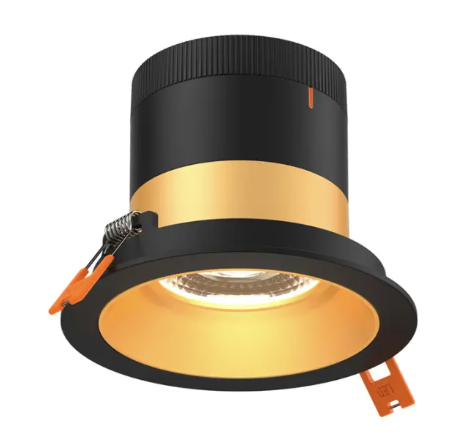 Dals Lighting RC04-CC-60-RGGD-TBK 4" LED Sloped Recessed Downlight, Selectable Wattage 16W, 20W, 24W, Multi-Color Temperature, 2,200 Lumens,  60° Beam Angle, Voltage 120-347V, Gold Reflector / Black Trim