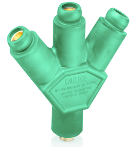 Leviton 18A23-UG 18 Series Single Pole Cam Type Adapter, 3-Fer, Male-Female-Female-Female, 400A Max, Green