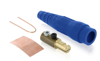Leviton 18D21-UB 18 Series Cam-Type Male Detachable Plug, Single Set Screw Termination, Ball Nose, #2 2/0 AWG, 300A Max, Blue Finish