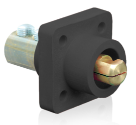 Leviton 18R23-UE 18 Series Cam-Type Male Panel Mount Receptacle, 90-Degree, 2/0 4/0 AWG, 400A Max, Black Finish
