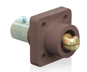 Leviton 18R23-UH 18 Series Cam-Type Male Panel Mount Receptacle, 90-Degree, 2/0 4/0 AWG, 400A Max, Brown Finish