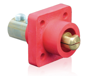 Leviton 18R23-UR 18 Series Cam-Type Male Panel Mount Receptacle, 90-Degree, 2/0 4/0 AWG, 400A Max, Red Finish