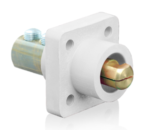 Leviton 18R23-UW 18 Series Cam-Type Male Panel Mount Receptacle, 90-Degree, 2/0 4/0 AWG, 400A Max, White Finish