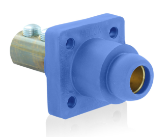 Leviton 18R24-UB 18 Series Cam-Type Female Panel Mount Receptacle, 90-Degree, 2/0 4/0 AWG, 400A Max, Blue Finish