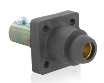 Leviton 18R24-UE 18 Series Cam-Type Female Panel Mount Receptacle, 90-Degree, 2/0 4/0 AWG, 400A Max, Black Finish