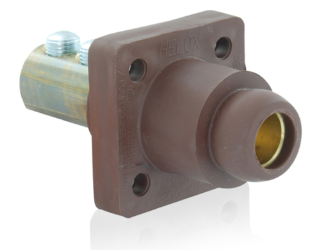 Leviton 18R24-UH 18 Series Cam-Type Female Panel Mount Receptacle, 90-Degree, 2/0 4/0 AWG, 400A Max, Brown Finish