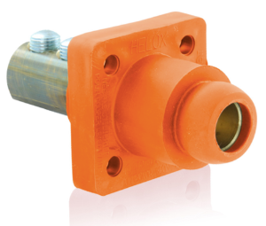 Leviton 18R24-UO 18 Series Cam-Type Female Panel Mount Receptacle, 90-Degree, 2/0 4/0 AWG, 400A Max, Orange Finish