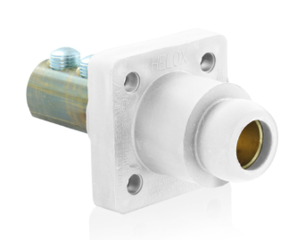 Leviton 18R24-UW 18 Series Cam-Type Female Panel Mount Receptacle, 90-Degree, 2/0 4/0 AWG, 400A Max, White Finish