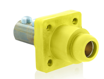 Leviton 18R24-UY 18 Series Cam-Type Female Panel Mount Receptacle, 90-Degree, 2/0 4/0 AWG, 400A Max, Yellow Finish