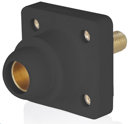 Leviton 18R26-1E 18 Series Female Receptacle, 90-Degree, #2 - 4/0 AWG, 1.125" Threaded Stud, Self-Clinching Nuts, Black Finish