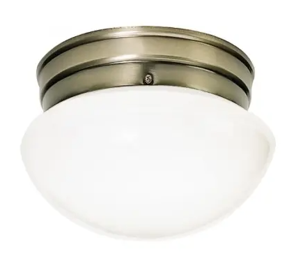 Nuvo 60-6114 8" Small Flush Mount Mushroom Ceiling Light, Wattage 60W, Antique Brass