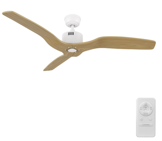 Carro USA CFR523K5-N10-WM5-1 Garnett Modern White 52" Home Ceiling Fan, White/Natural Finish