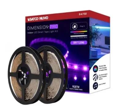 Nuvo 64-132 64-ft Dimension Pro Tape Light, Wattage 68W, Lumens 6300 lm, Voltage 24V, Color Temperature 2700K, RGB