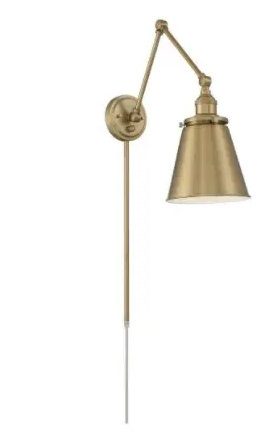 Nuvo 60-7367 Bayard Swing Arm Lamp w/ Switch, E26, Voltage 120V, Burnished Brass