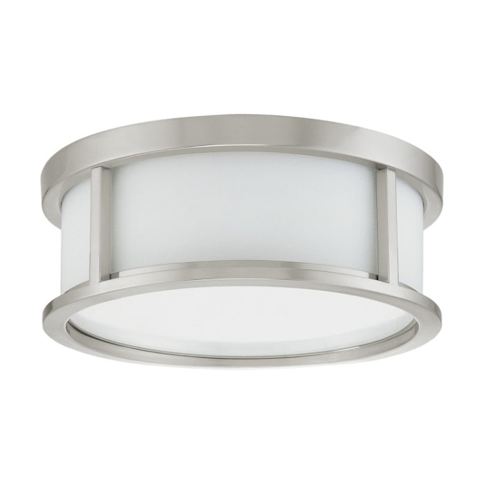 Nuvo 60-2862 15IN Odeon 3-Light Flush Mount, Brushed Nickel / Satin White Glass