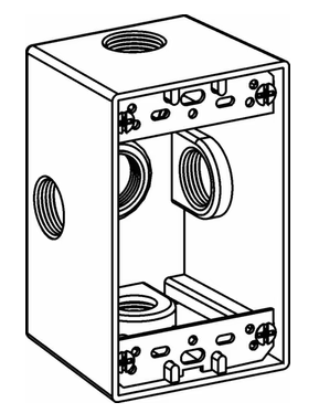 Orbit 1DB100-5X 2 5/8" Deep 5 Outlets w/1" Hole Size X-Configuration Weatherproof 1-G Electric Box, Gray