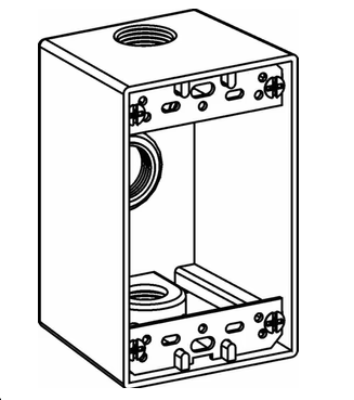Orbit 1DB50-3 2 5/8" Deep 3 Outlets w/1/2" Hole Size Weatherproof 1-G Electric Box, Gray