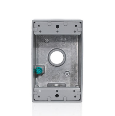 Leviton 1GM53-GY 1-Gang Weatherproof Box, Aluminum, Gray