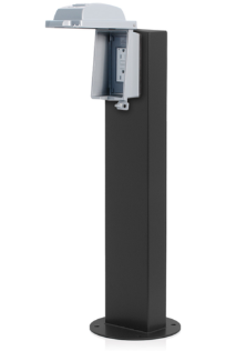 Leviton 1PS24-3E 1-Gang 24" Stainless Power Pedestal Kit, Surface Mount, NEMA 3R, Black Finish