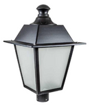 Dabmar Lighting GM224-B Cast Aluminum Post Top Light With Frosted Glass, 120V, E26, No Lamp, Black Finish
