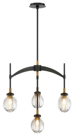 SDQ Lighting PD37404UBBG Staunch 26" LED Clear Crystal Chandelier Light, Wattage 100W, Urban Bronze / Brushed Gold Finish