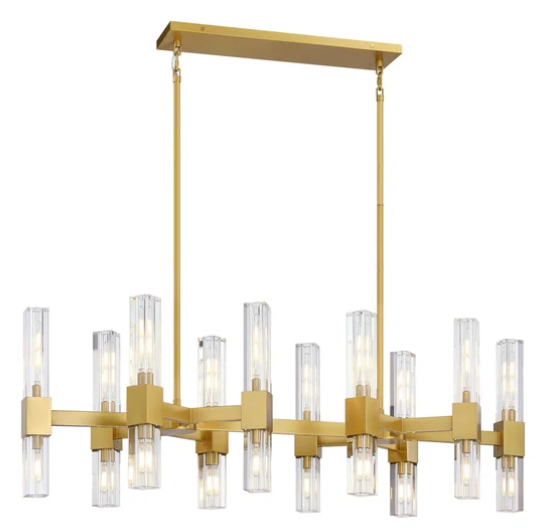 SDQ Lighting PD37646BG Lustre en Cristal 42.5"  Modern Chandelier Light, Wattage 800w, Brushed Gold Finish
