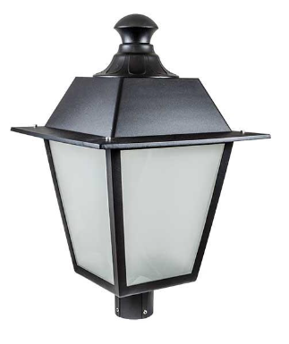 Dabmar Lighting GM224-L30-30K-B Cast Aluminum Post Top Light , 120V, E26,Color Temperature 3000K, Black Finish