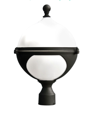 Dabmar Lighting GM972-L6-RGBW-B LED Cast Aluminum Post Top Light, E26, Color Temperature RGBW, Black Finish