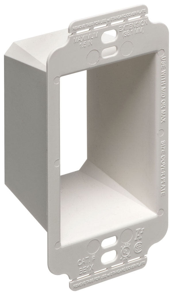 Arlington BE1X Electrical Outlet 1-Gang Box Extender with Large Flange, Plastic 25 Pack