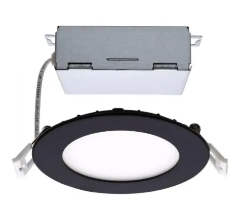 SATCO S11875 LED 6-in Round Edge-Lit Downlight w/ Remote Driver, Wattage 12W, Multi-Color Temperature, Black