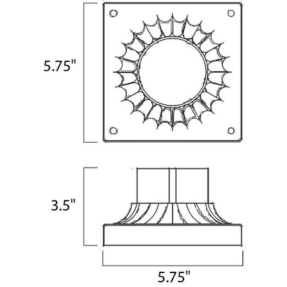 Maxim Lighting 2001BZ Outdoor Essentials Pier Mount Base Dimensions Diagram 5.75 x 3.5 inch