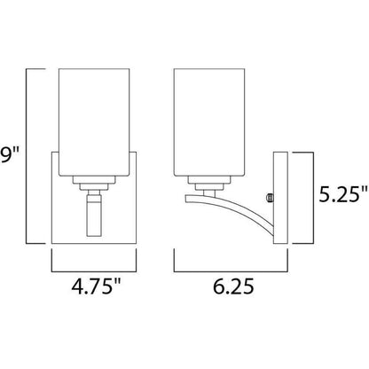 Maxim Lighting 20030SWSN Deven Wall Sconce Dimensions Diagram
