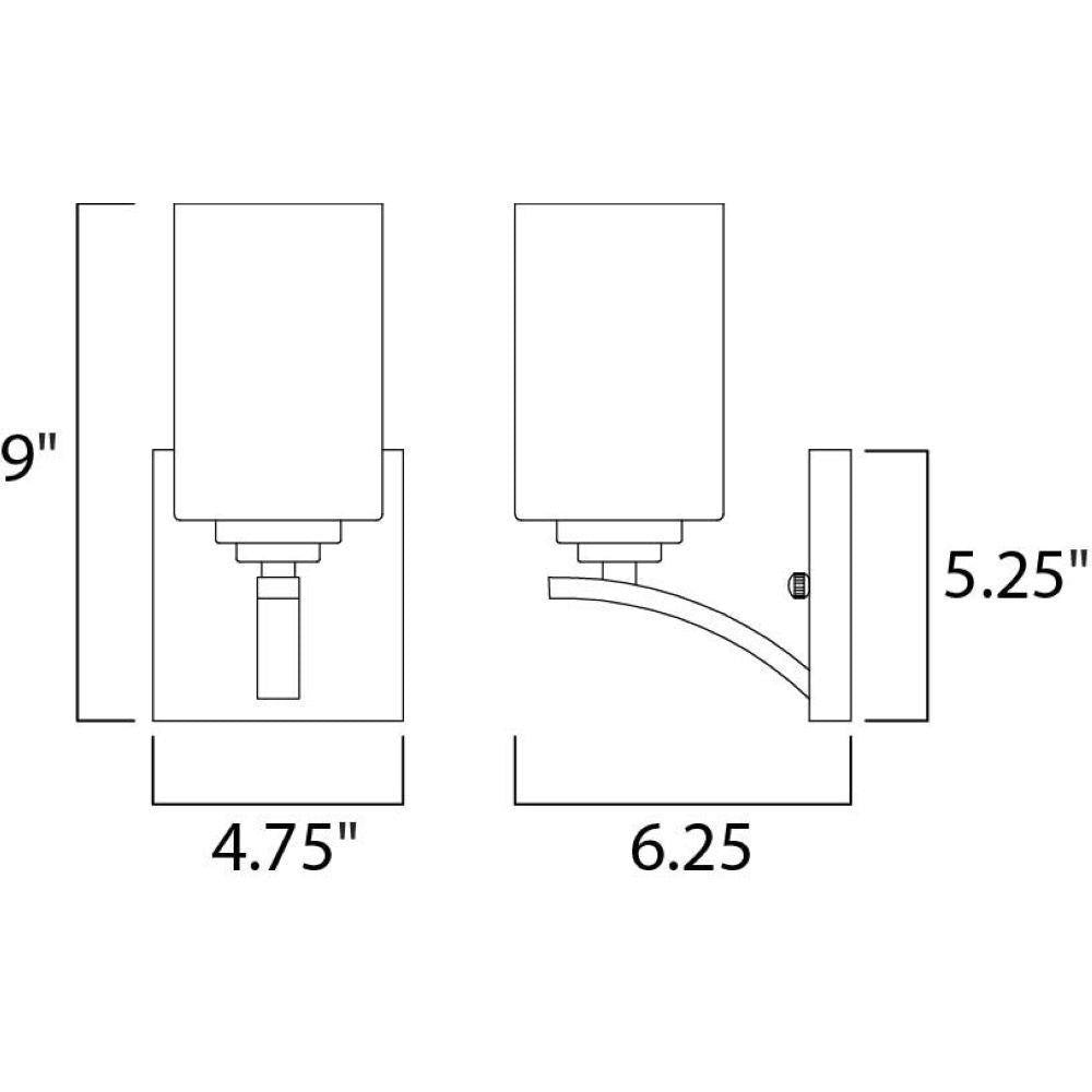 Maxim Lighting 20030SWOI Deven Wall Sconce Dimensions Diagram - 9 inch Height, 4.75 inch Width