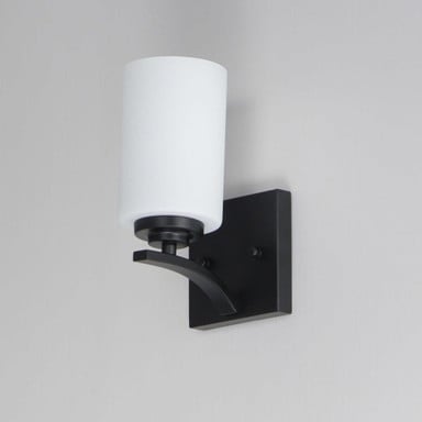 Maxim Lighting 20030SWBK Deven Black Wall Sconce Angle View Showing Arm Detail