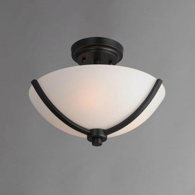 Maxim Lighting 20031SWOI Deven 3 Light 14 Inch Oil Rubbed Bronze Semi Flush Mount Ceiling Light - Side View